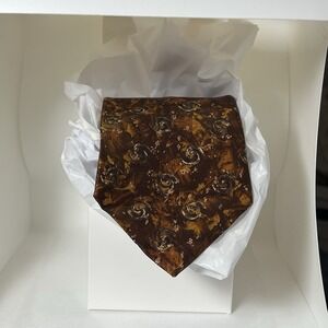 Vintage Dior Bronze Brown Orange Foulard Tie Business Meetings Poetcore